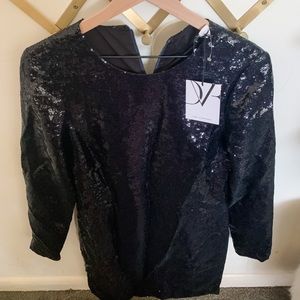 DVF navy blue sequin dress